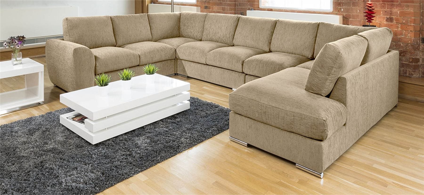 Extra Large Sofa Set Settee Corner Group U / L Shape Grey 4.0 x 2.6m L