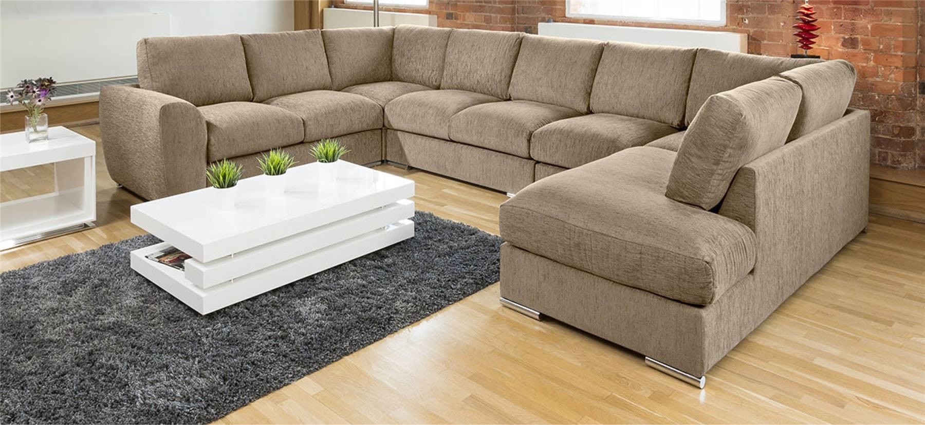 Extra Large Sofa Set Settee Corner Group U / L Shape Grey 4.0 x 2.6m L