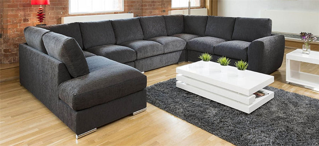 Extra Large Sofa Set Settee Corner Group U / L Shape Grey 4.0 x 2.6m R