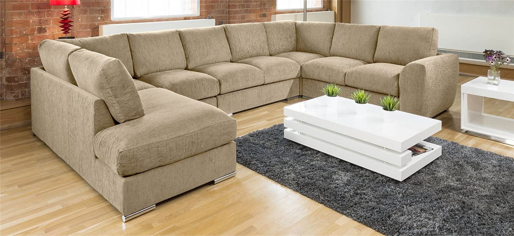 Extra Large Sofa Set Settee Corner Group U / L Shape Grey 4.0 x 2.6m R