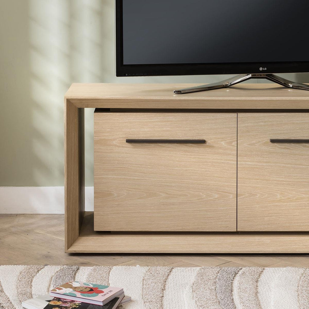 Boston Large TV Stand / Low Sideboard Cabinet Natural Oak 240cm