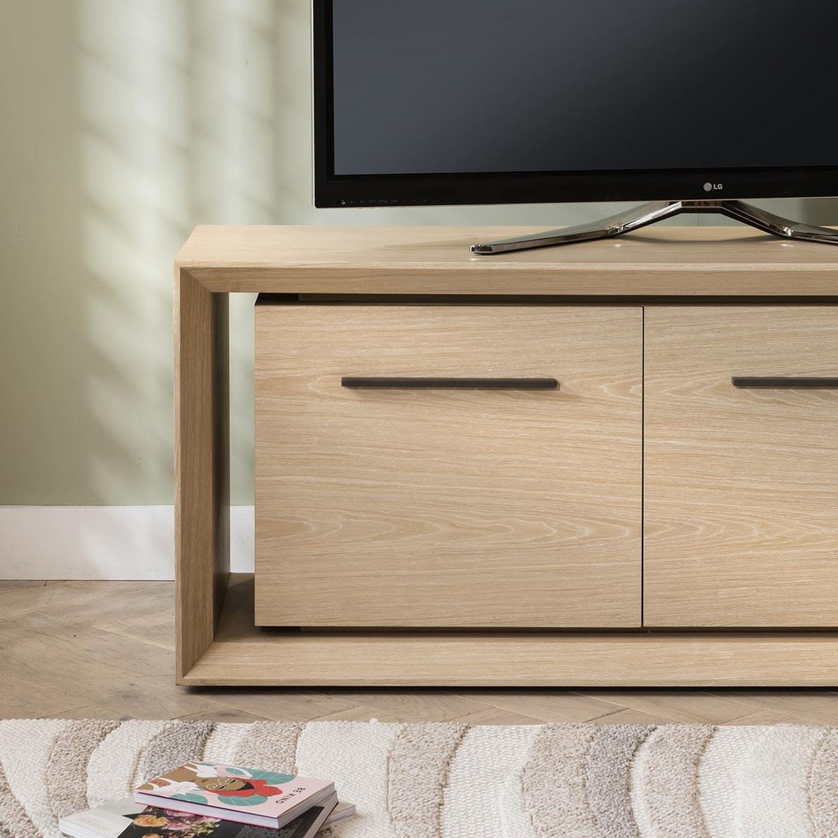 Boston Large TV Stand / Low Sideboard Cabinet Natural Oak 240cm