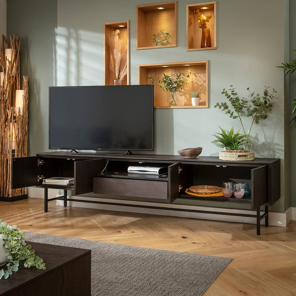 ExDisplay Grado Extra Large TV Stand Cabinet Media Unit Dark Wood 240cm