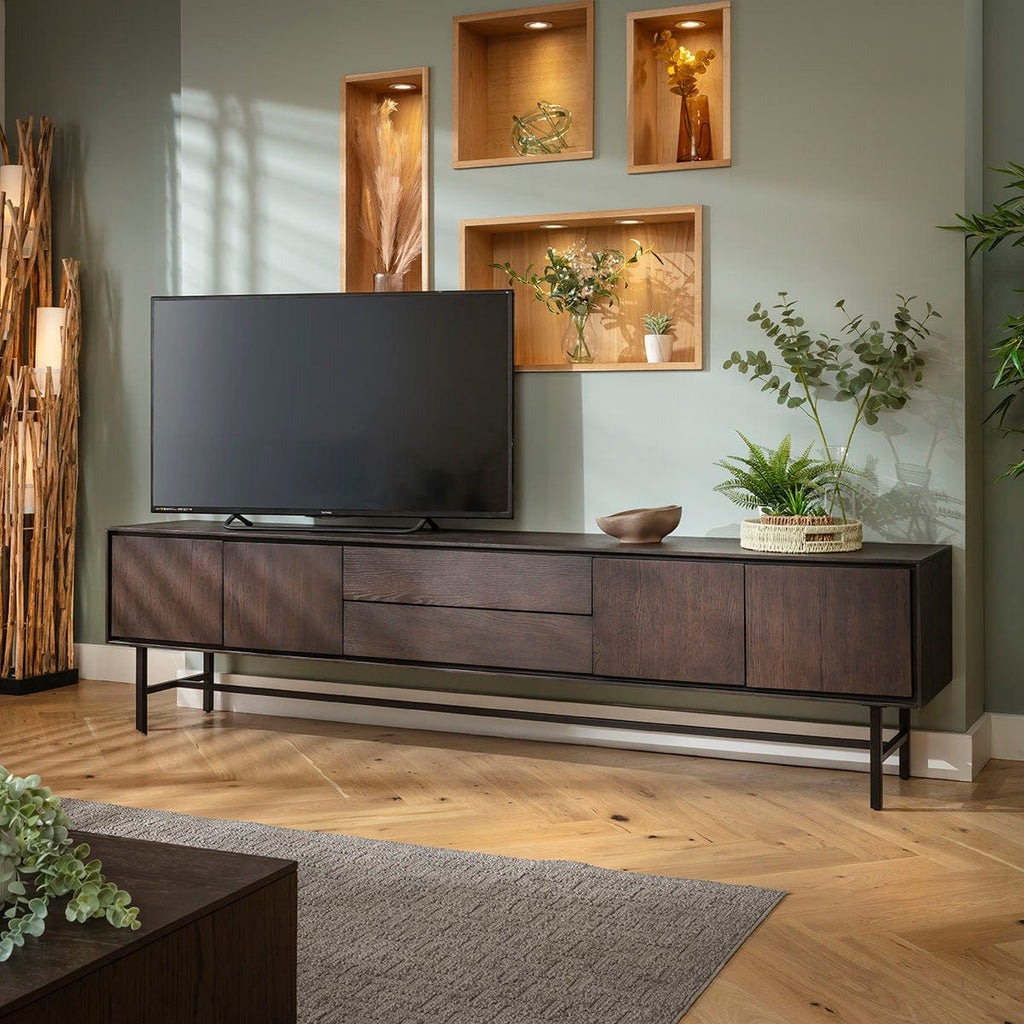 ExDisplay Grado Extra Large TV Stand Cabinet Media Unit Dark Wood 240cm