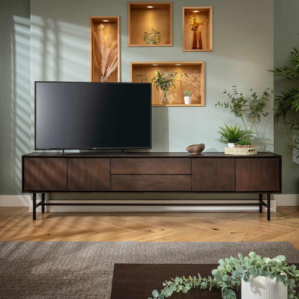 ExDisplay Grado Extra Large TV Stand Cabinet Media Unit Dark Wood 240cm