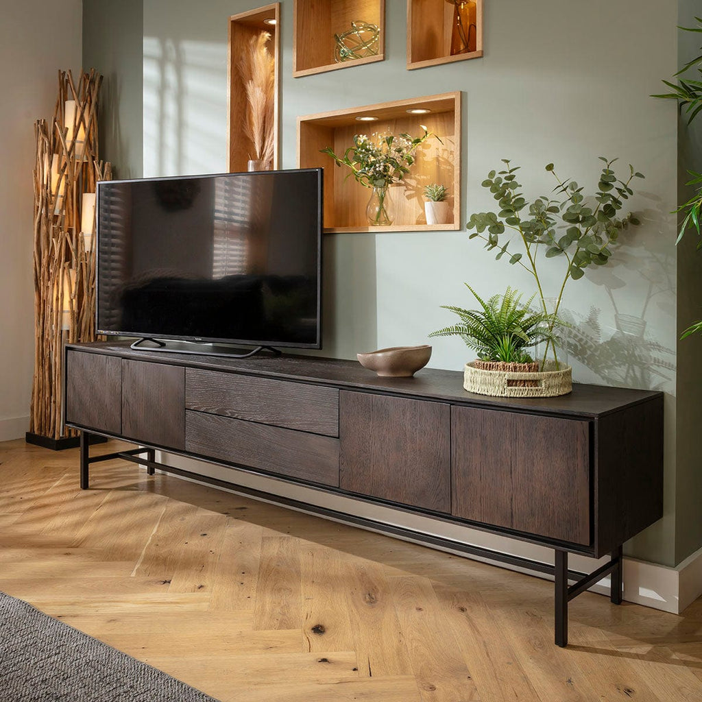 ExDisplay Grado Extra Large TV Stand Cabinet Media Unit Dark Wood 240cm