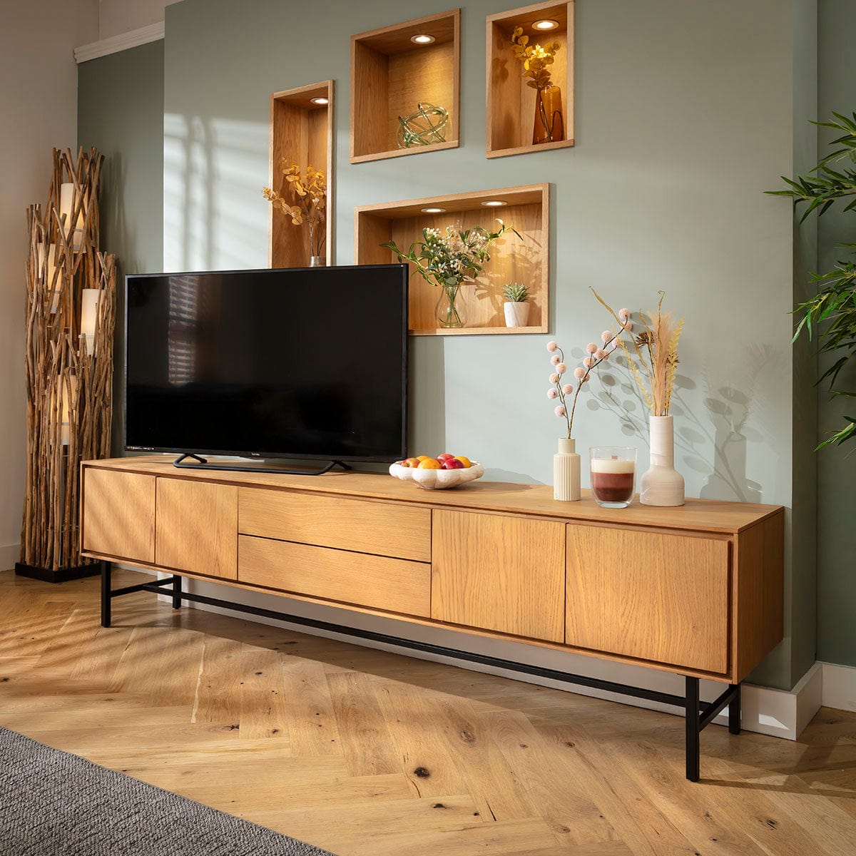 Grado Extra Large TV Stand Cabinet Media Unit Light Wood 240cm