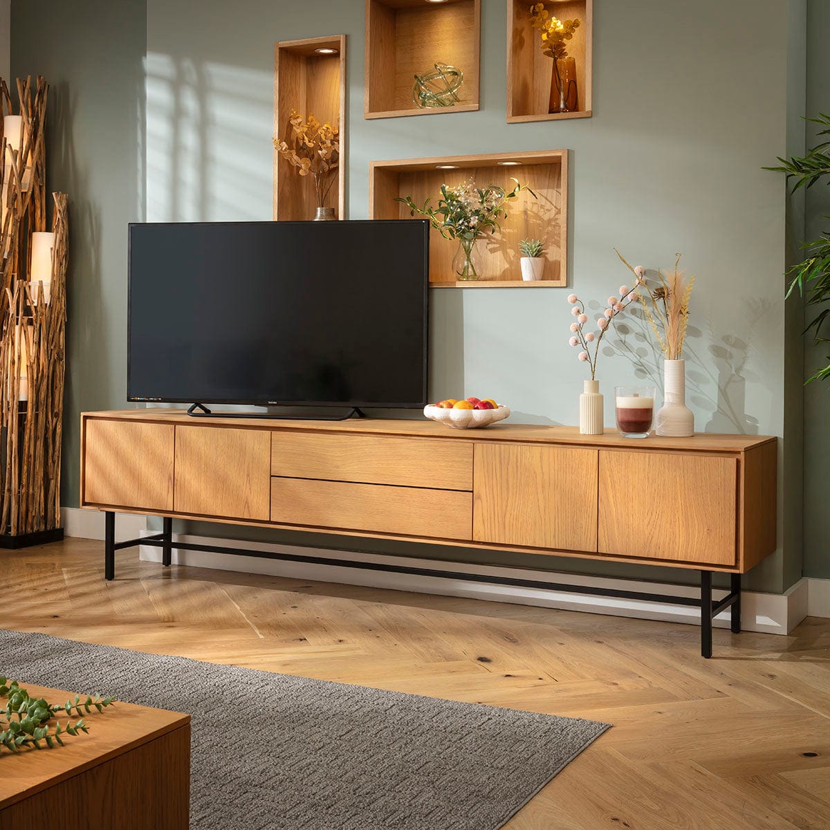 Grado Extra Large TV Stand Cabinet Media Unit Light Wood 240cm