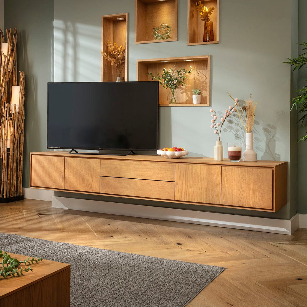 Grado Extra Large TV Stand Cabinet Media Unit Light Wood 240cm