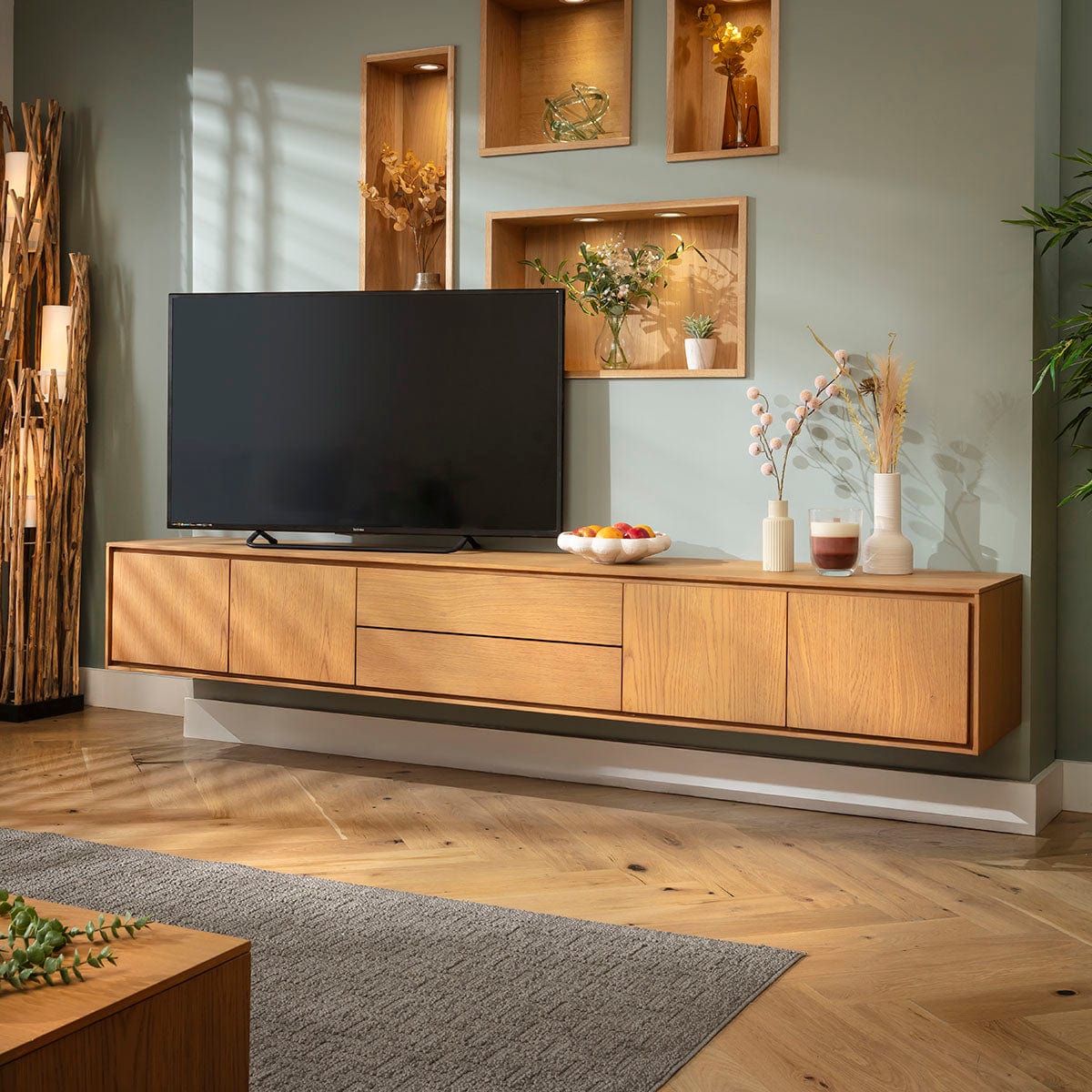 Grado Extra Large TV Stand Cabinet Media Unit Light Wood 240cm