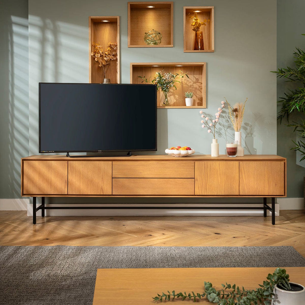 Grado Extra Large TV Stand Cabinet Media Unit Light Wood 240cm