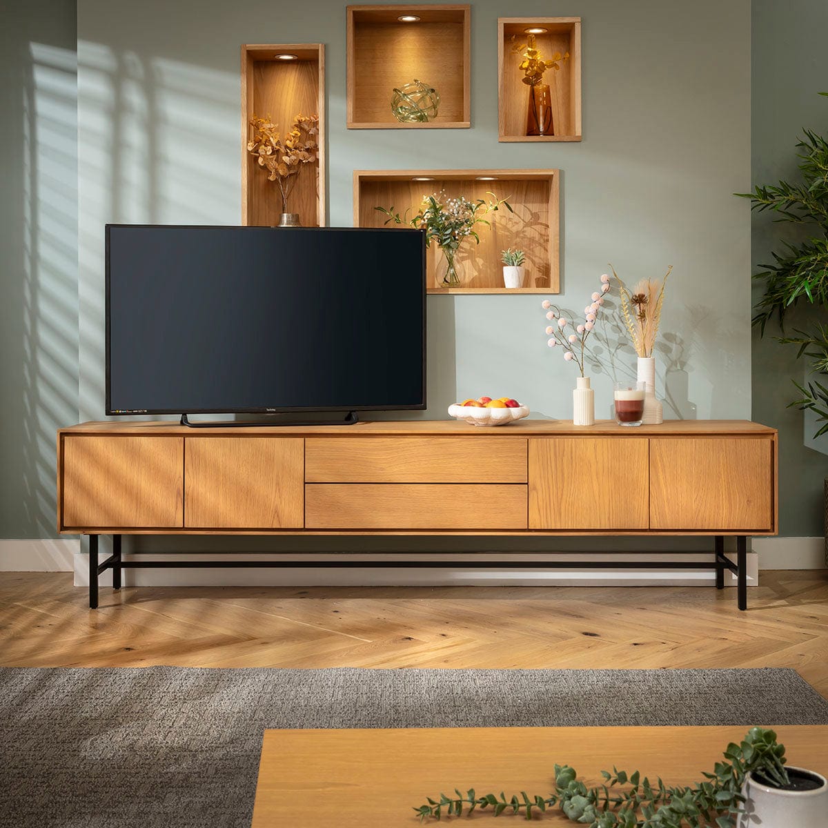 Grado Extra Large TV Stand Cabinet Media Unit Light Wood 240cm