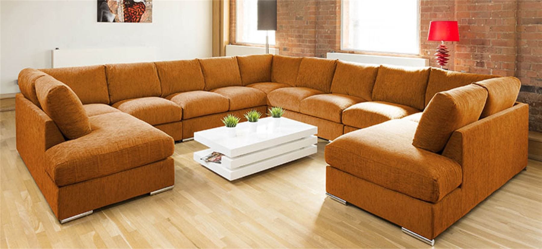 Extra Large Unique Sofa Set Settee Corner Group C Shape Grey 4.0x4.0m