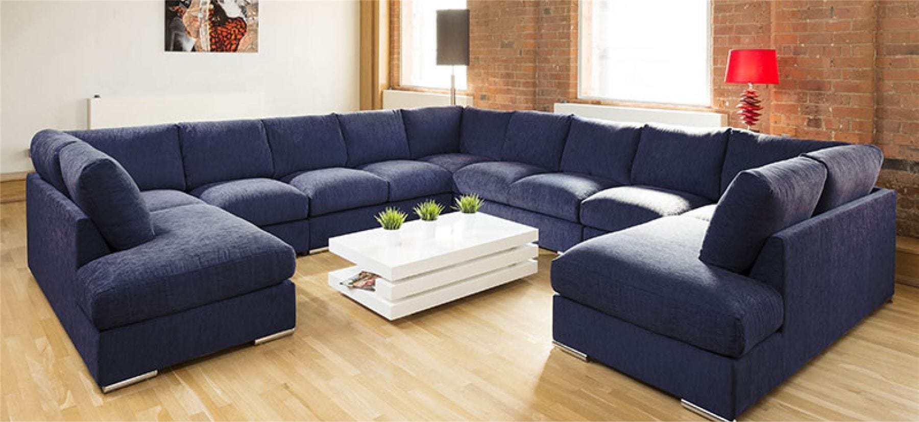 Extra Large Unique Sofa Set Settee Corner Group C Shape Grey 4.0x4.0m