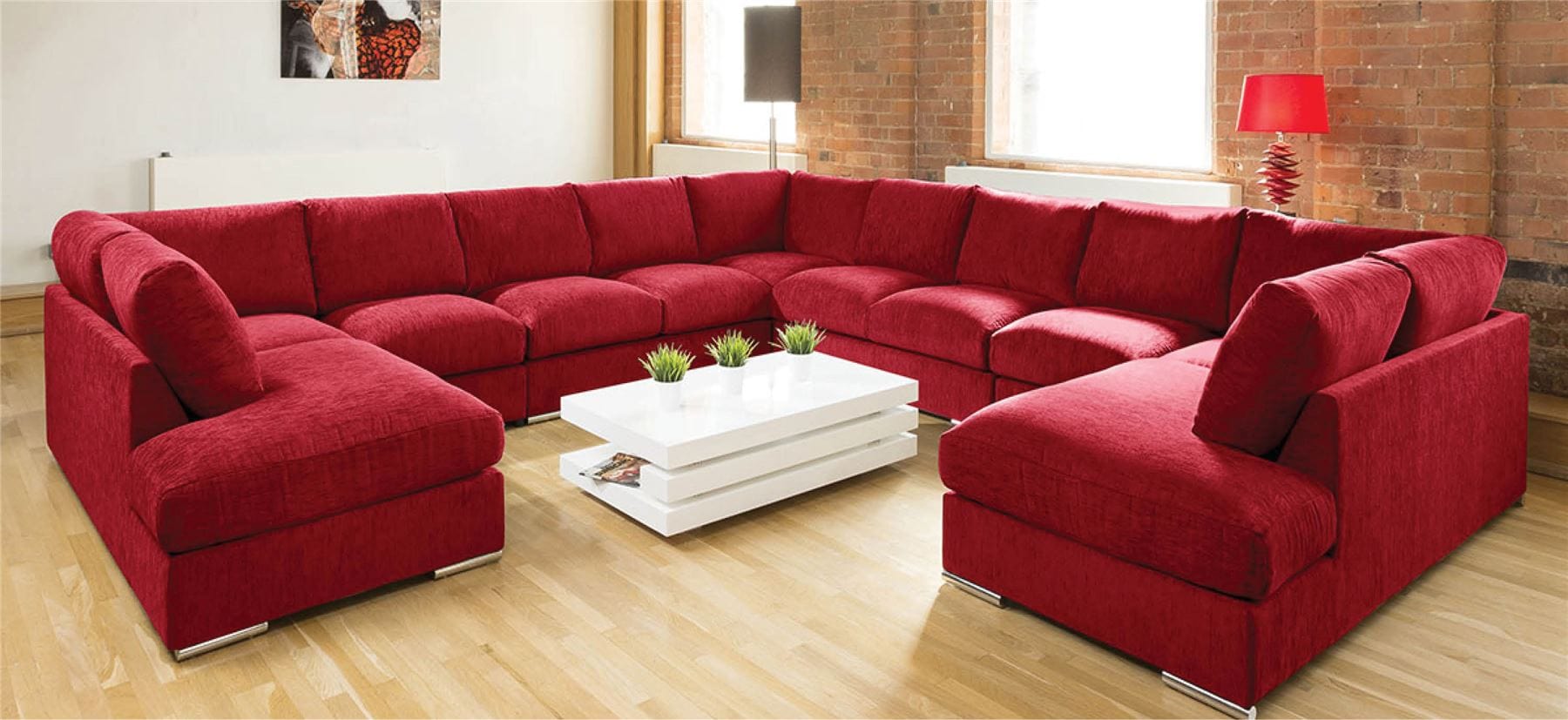 Extra Large Unique Sofa Set Settee Corner Group C Shape Grey 4.0x4.0m