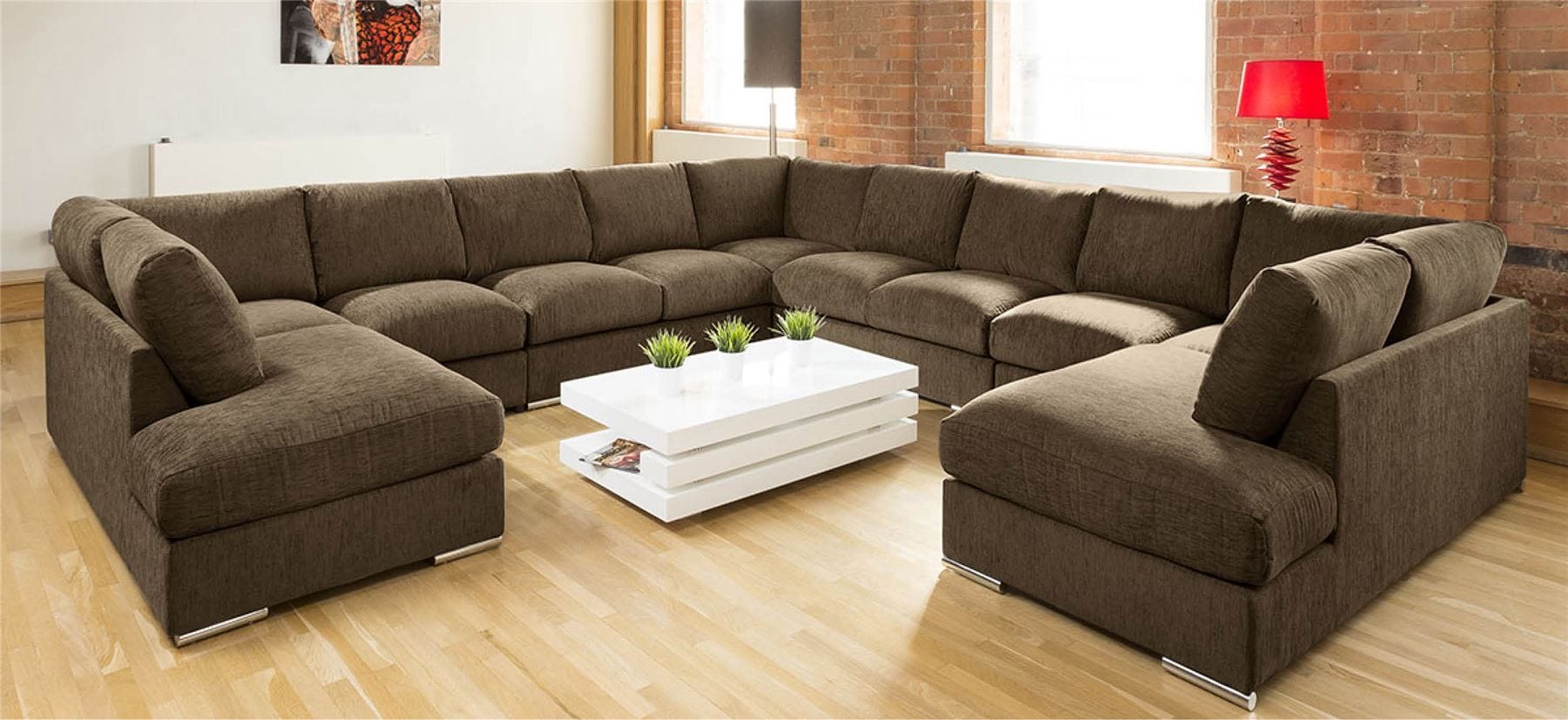 Extra Large Unique Sofa Set Settee Corner Group C Shape Grey 4.0x4.0m