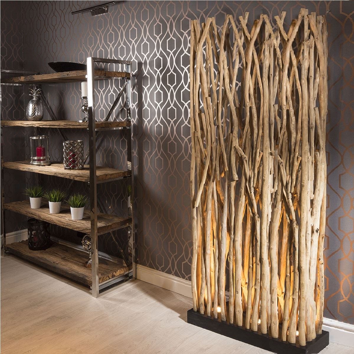 Extra Tall 2000 x 1000mm Driftwood Halogen Uplit Ferret Floor lamp