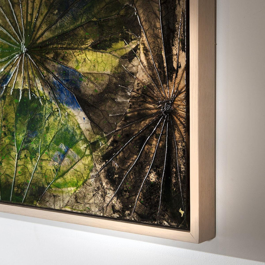 Extra Wide Abstract Lotus Wall Artwork Black & Green 240x75cm