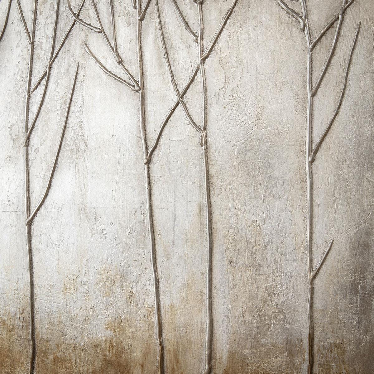 Extra Wide Abstract Framed Wall Artwork Silver Foil 200x70cm