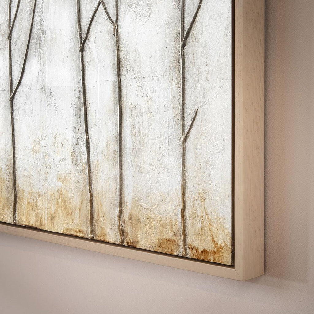 Extra Wide Abstract Framed Wall Artwork Silver Foil 200x70cm