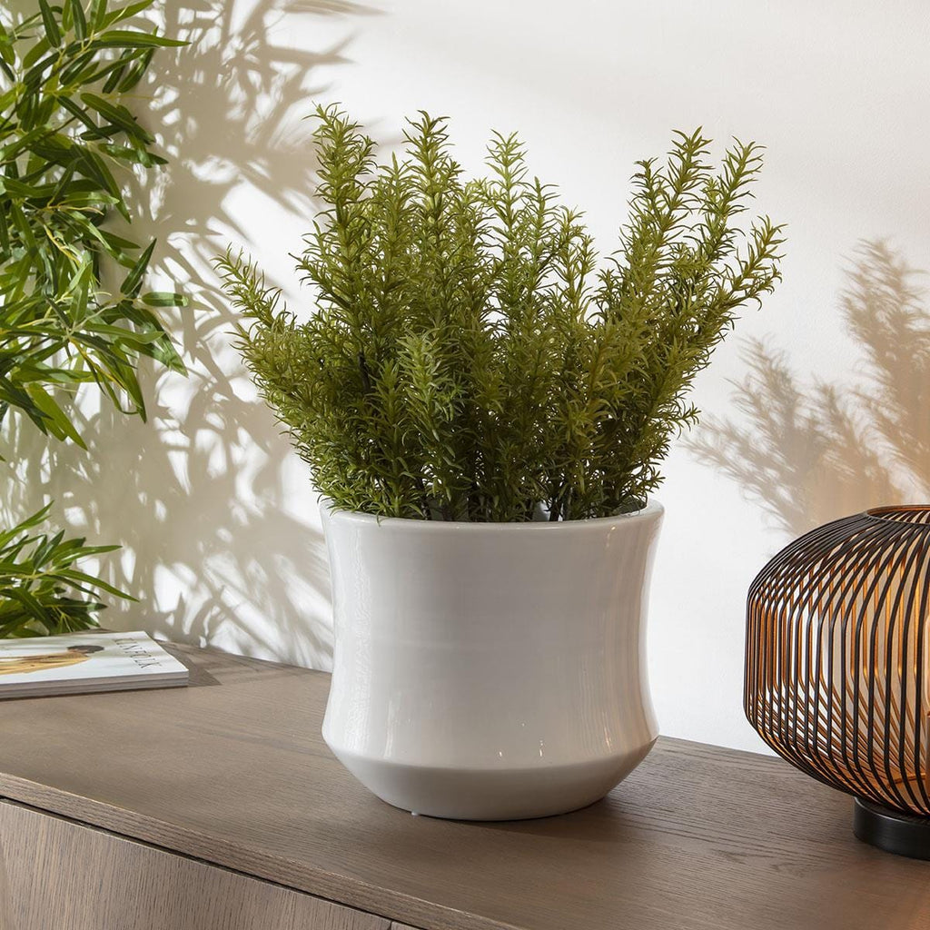 Faux Rosemary Artificial Plant with White Pot 25x55cm