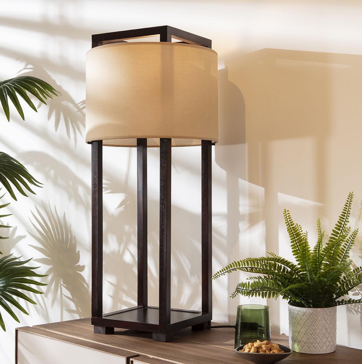 Flam & Luce Echo Wooden Table Lamp Brown