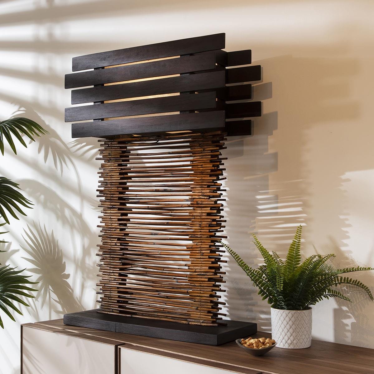 Flam & Luce Samourai Wooden Table Lamp Brown