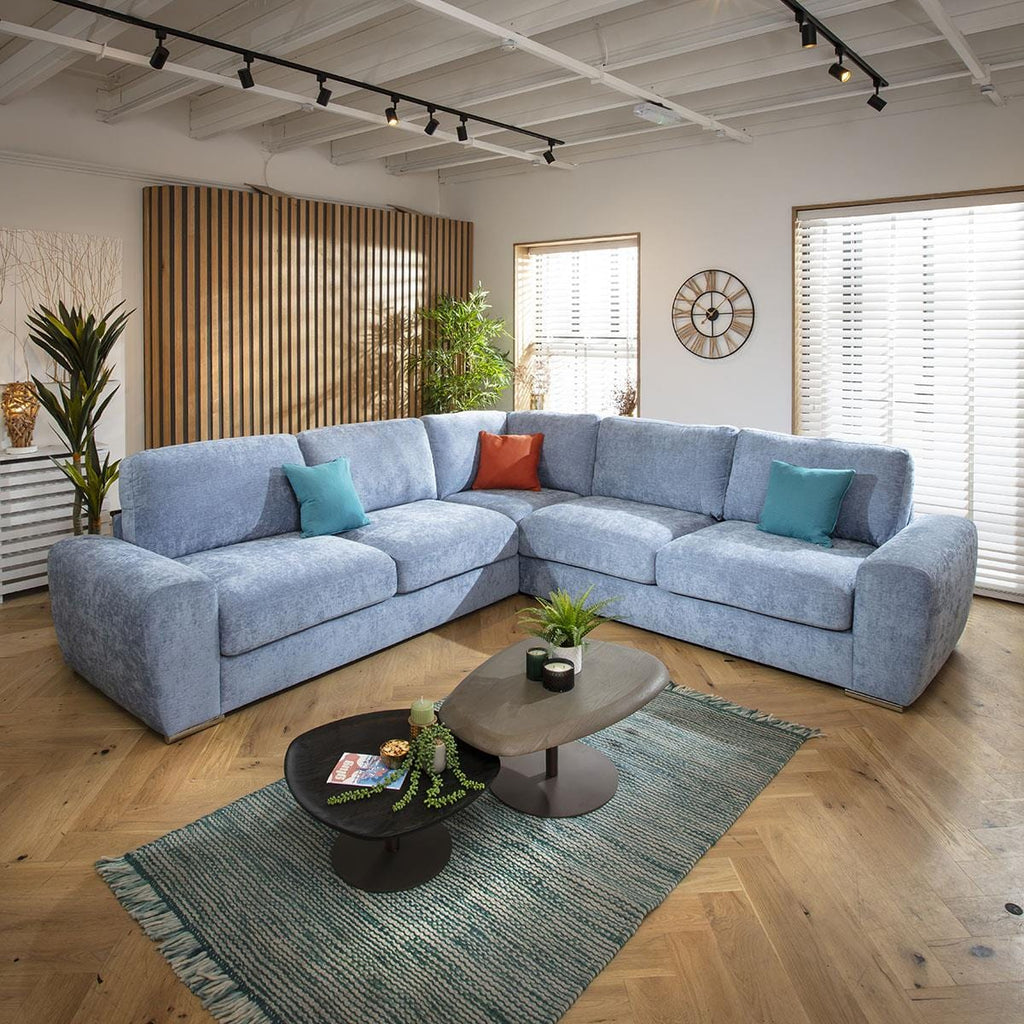 ExDisplay Grande Luxury L-Shape Modern Baby Blue Sofa 300x300cm