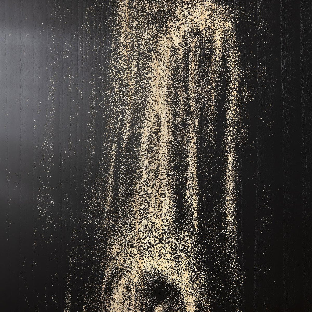 Hand-Carved Flower Wall Artwork Black & Natural Wood 100x150cm