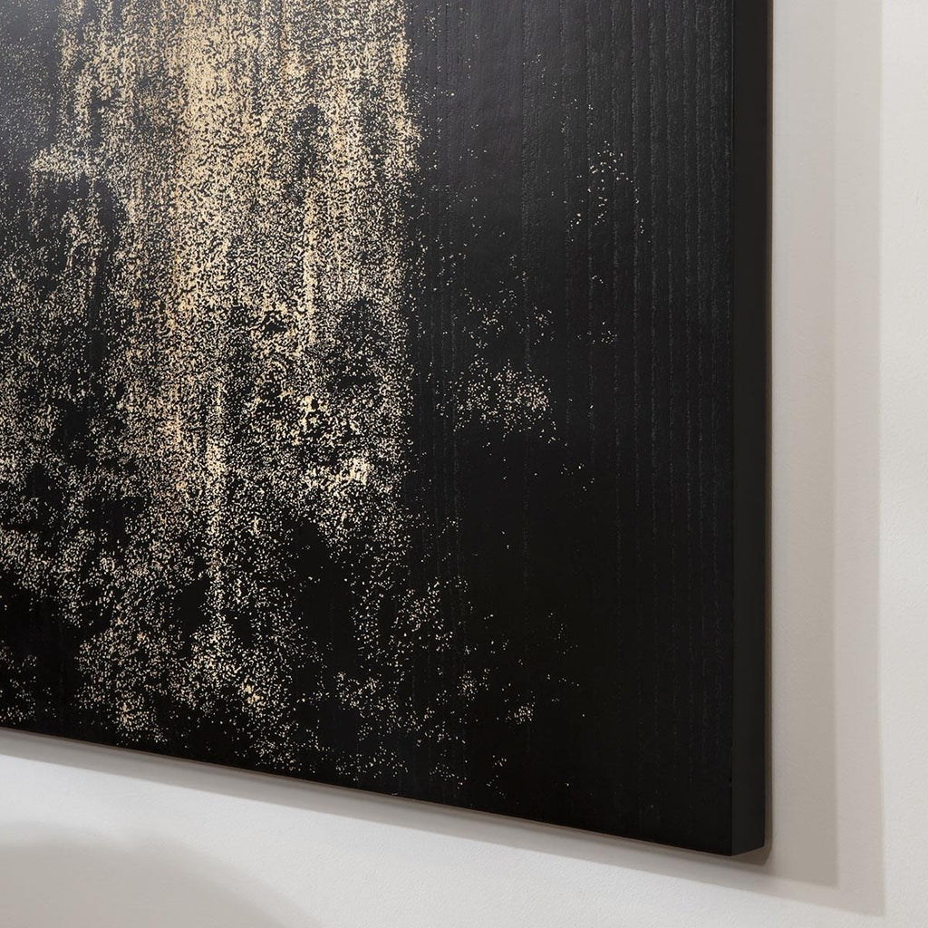 Hand-Carved Flower Wall Artwork Black & Natural Wood 100x150cm