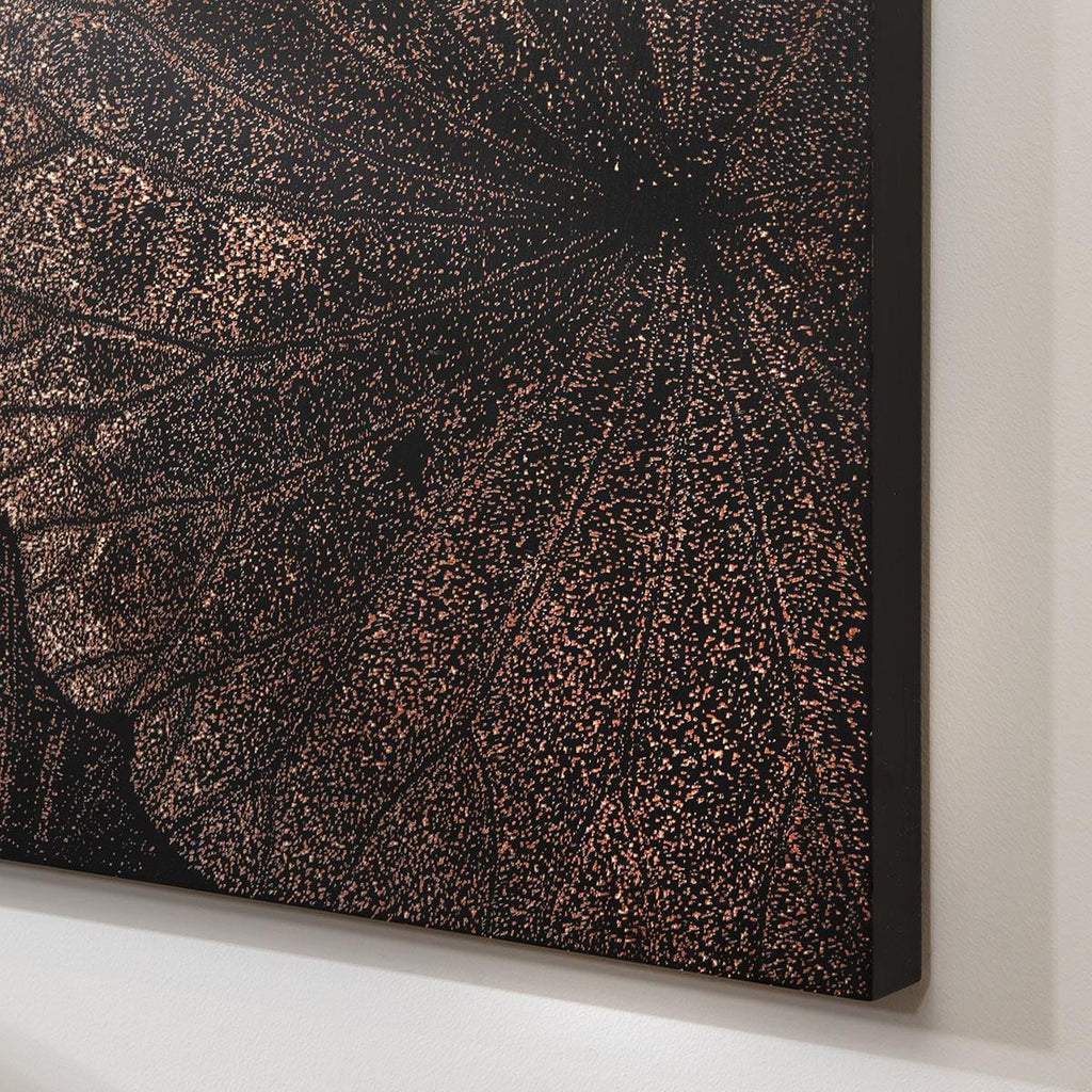 Hand-Carved Flower Wall Artwork Black & Natural Wood 100x150cm