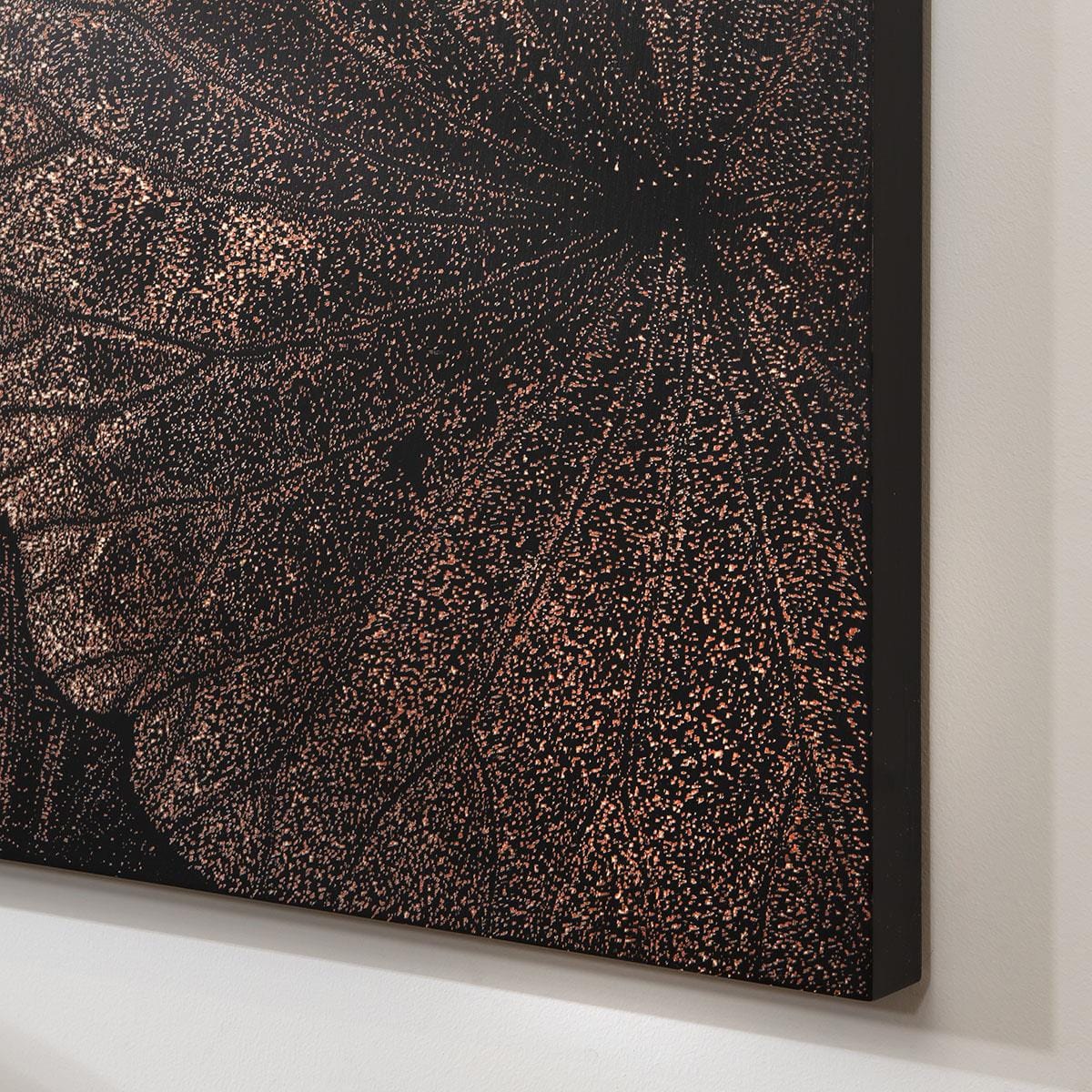 Hand-Carved Flower Wall Artwork Black & Natural Wood 100x150cm