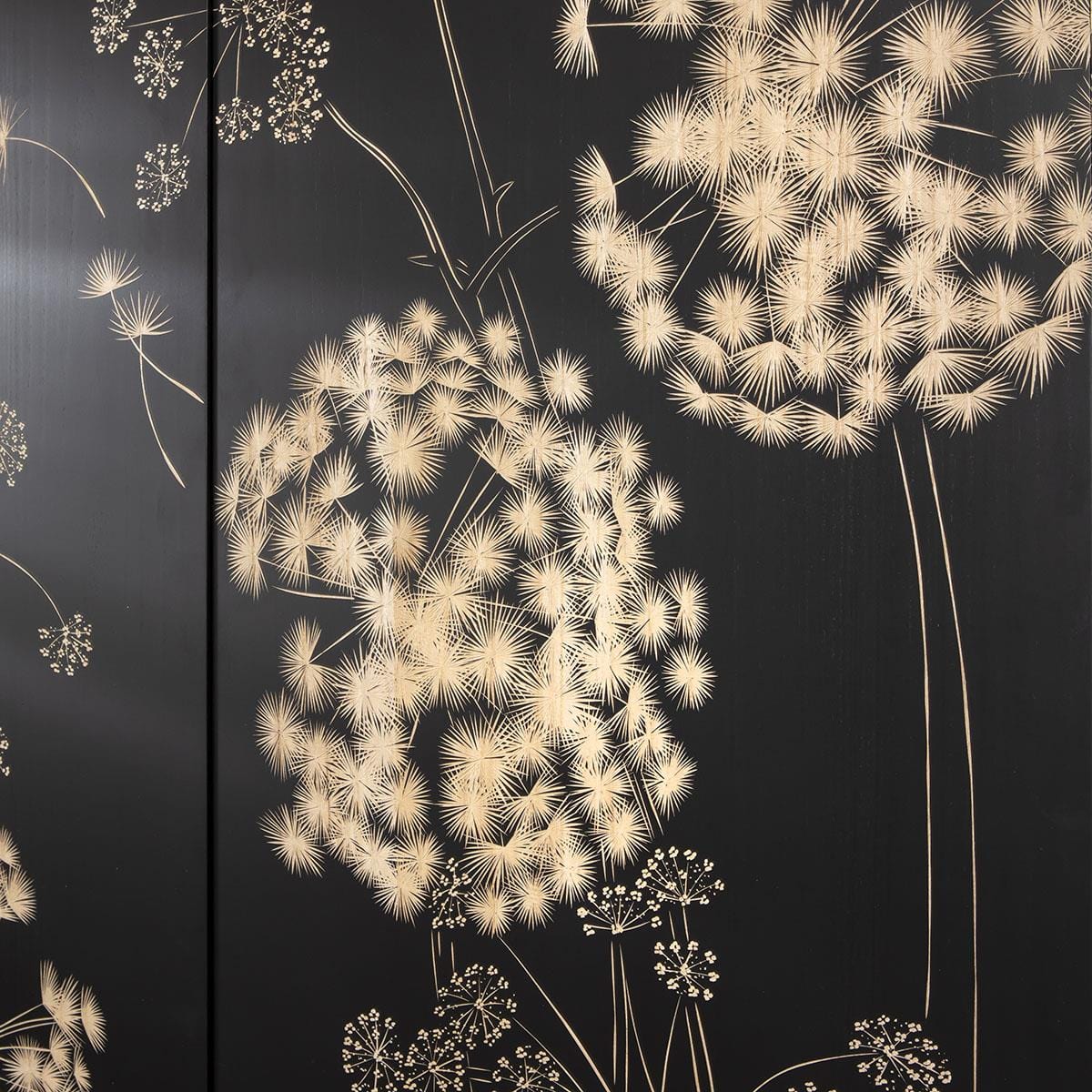 Hand-Carved Large 5-Piece Wall Artwork Black & Natural Wood 300x200cm