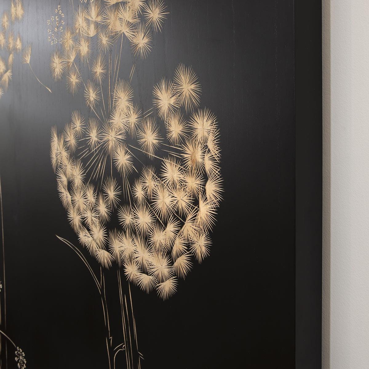 Hand-Carved Large 5-Piece Wall Artwork Black & Natural Wood 300x200cm