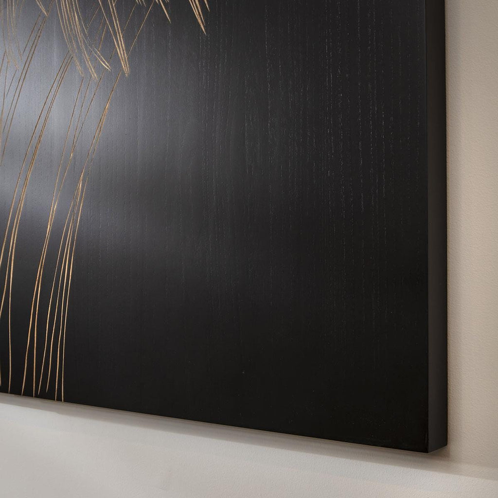 Hand-Carved Palm Tree 3-Piece Panel Wall Artwork Black 180x130cm