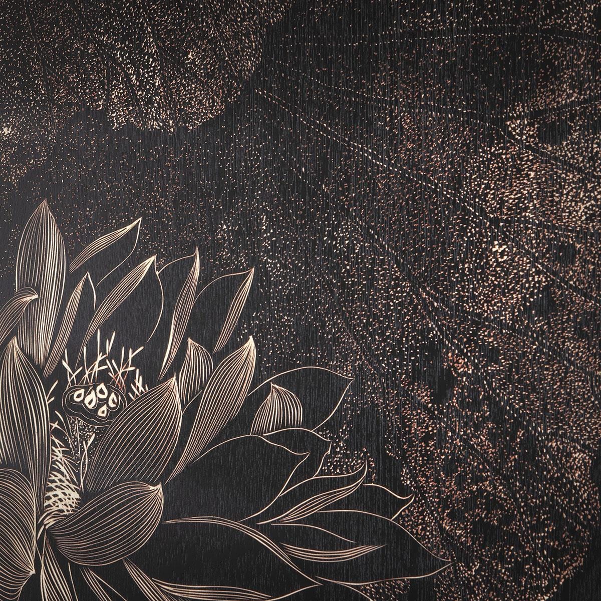 Hand-Carved Square Wall Artwork Black & Natural Wood 120x120cm