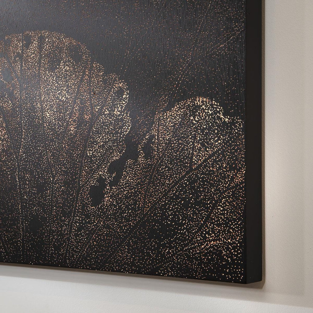 Hand-Carved Square Wall Artwork Black & Natural Wood 120x120cm