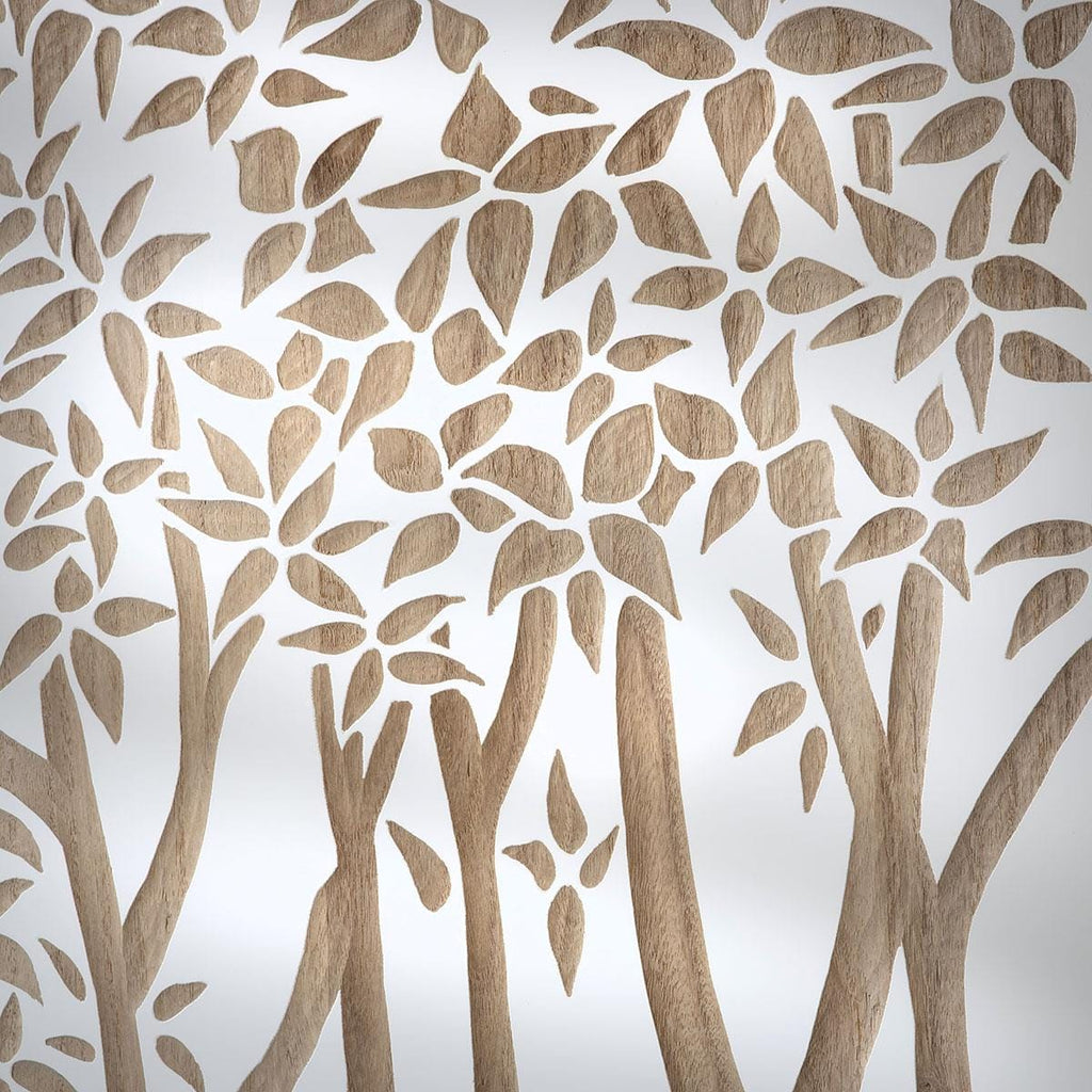 Hand-Carved Tree 3-Piece Panel Wall Artwork White & Wood 120x120cm