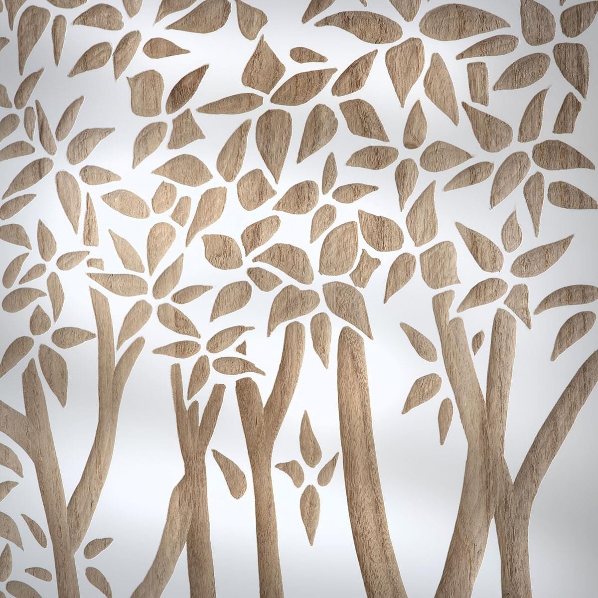 Hand-Carved Tree 3-Piece Panel Wall Artwork White & Wood 120x120cm