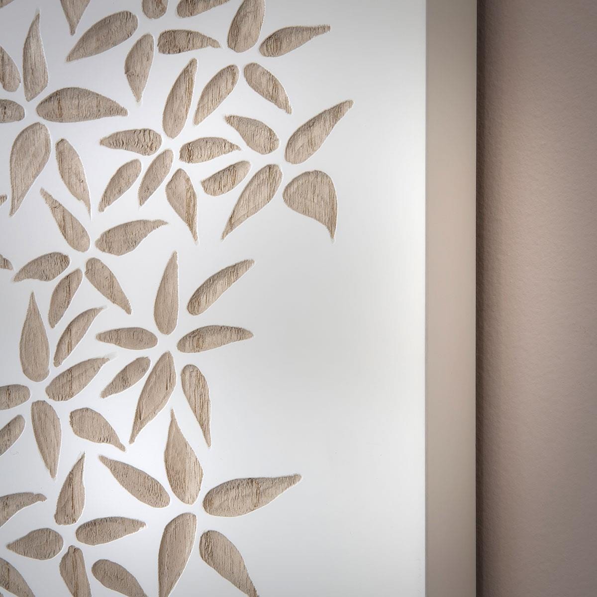 Hand-Carved Tree 3-Piece Panel Wall Artwork White & Wood 120x120cm