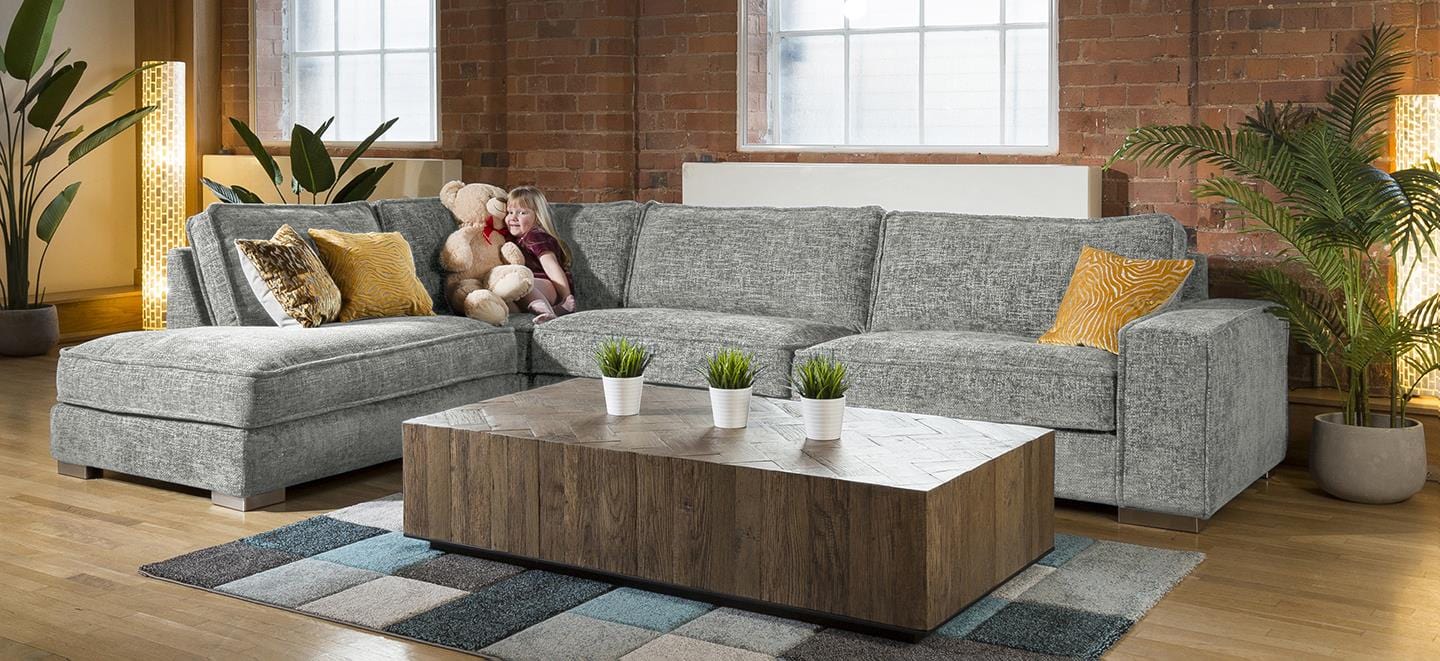 Huge Designer L Shape 5 Seater Settee Many Colours & Fabrics Lexci 5L