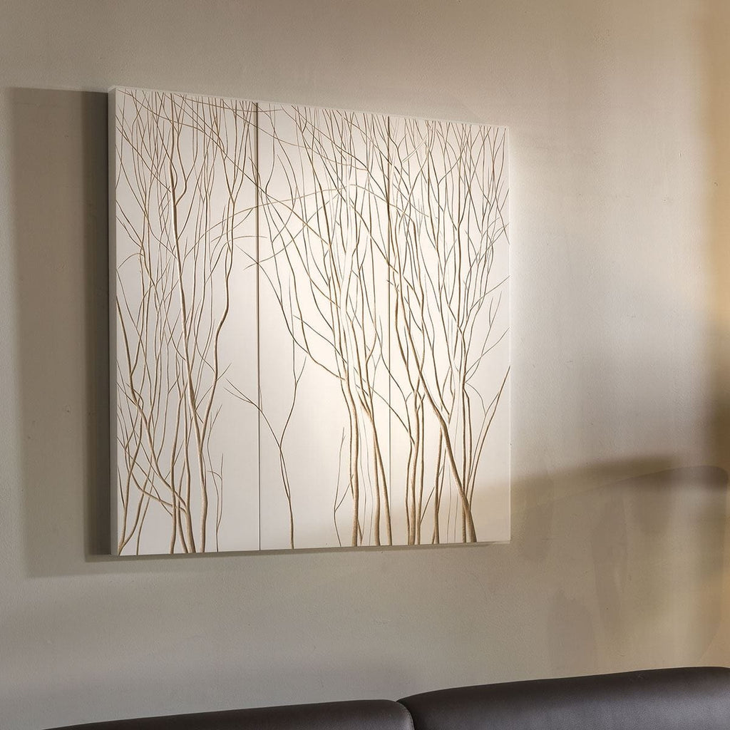 Huge Wall Art Artwork Hand Carved Wood White Tree Branches 900 x 900mm