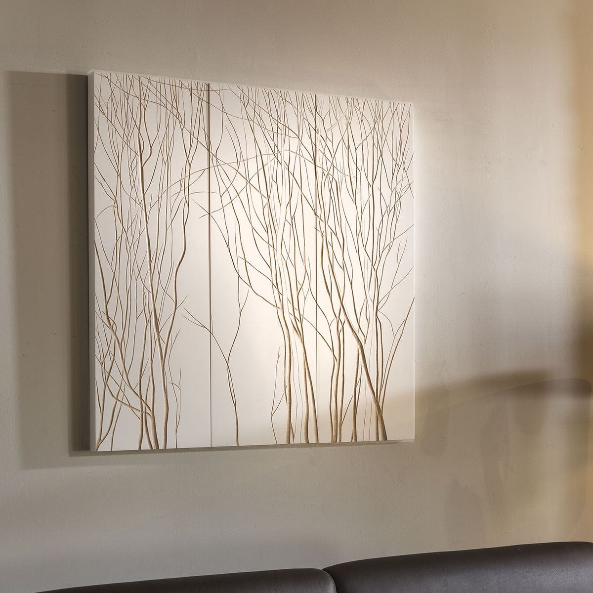 Huge Wall Art Artwork Hand Carved Wood White Tree Branches 900 x 900mm