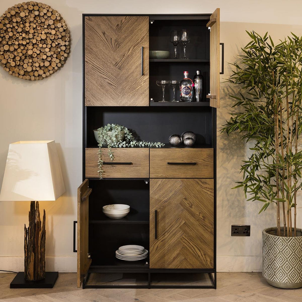 Gemini Solid Wood Tall Parquet Cabinet 190cm