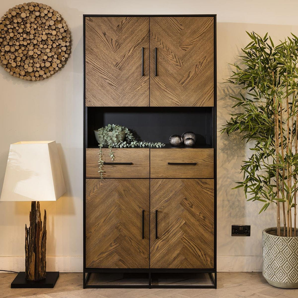 Gemini Solid Wood Tall Parquet Cabinet 190cm