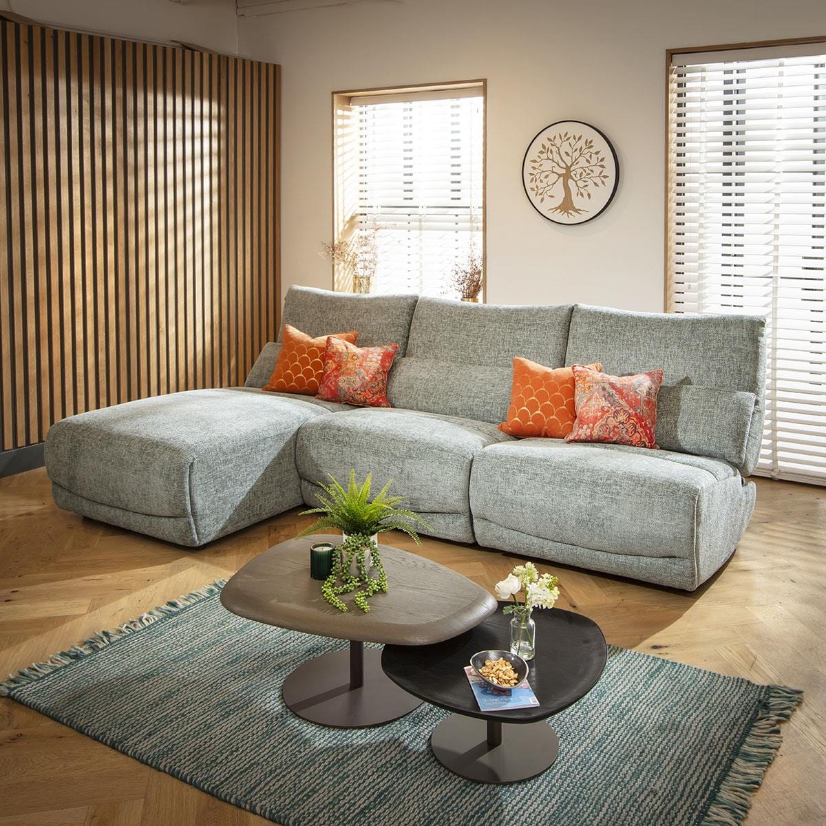 Jacob 4 Seater Recliner Corner Sofa - Teal L1L