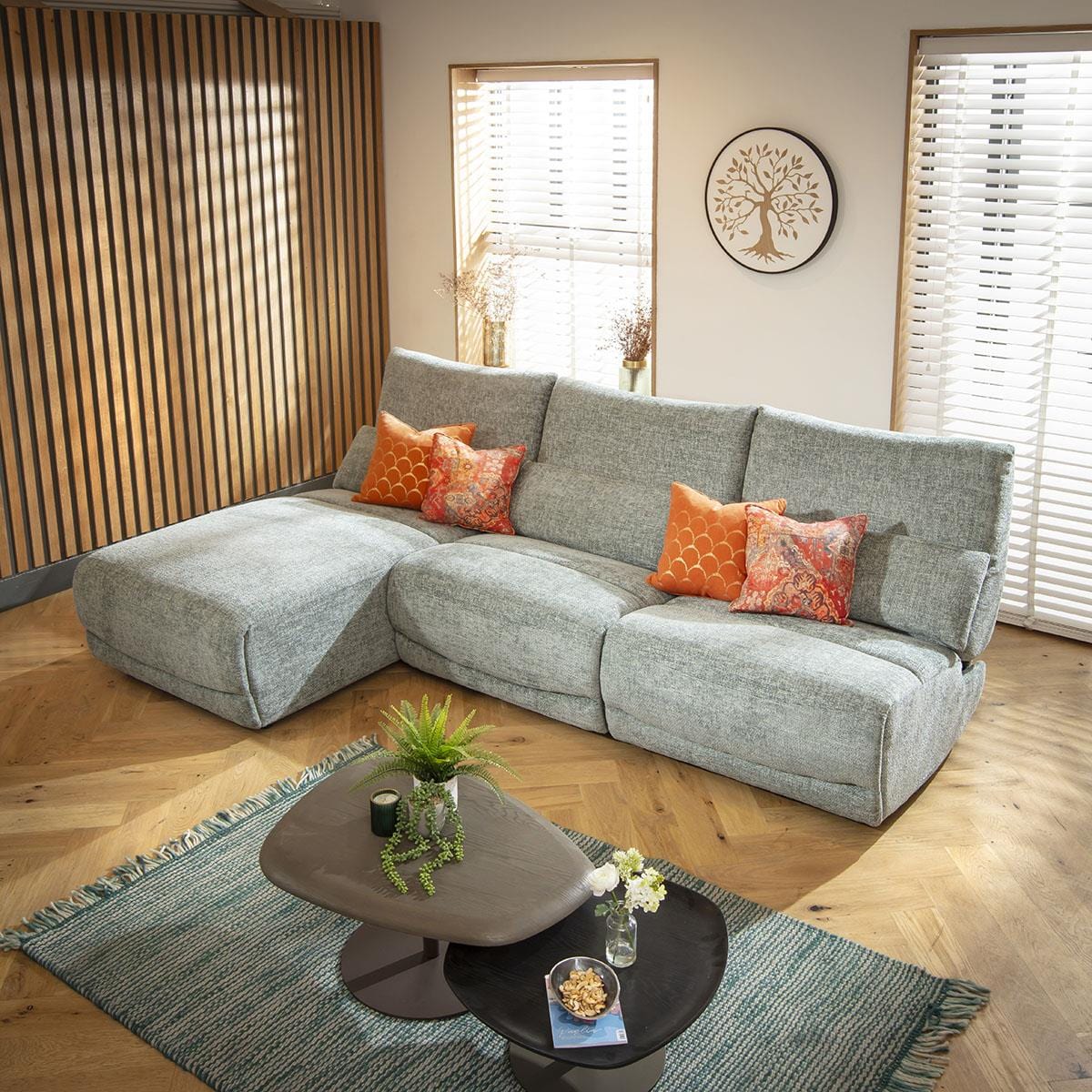 Jacob 4 Seater Recliner Corner Sofa - Teal L1L