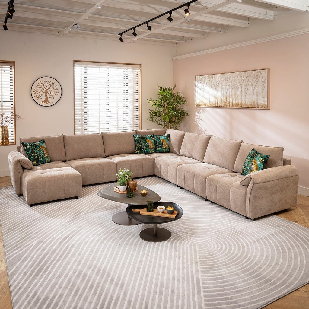 Jasmin Large 7 Seater Modular Corner Sofa Beige 323x323cm 17