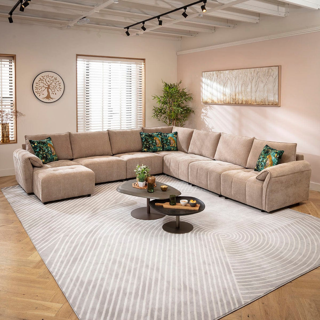Jasmin Large 7 Seater Modular Corner Sofa Beige 323x323cm 17
