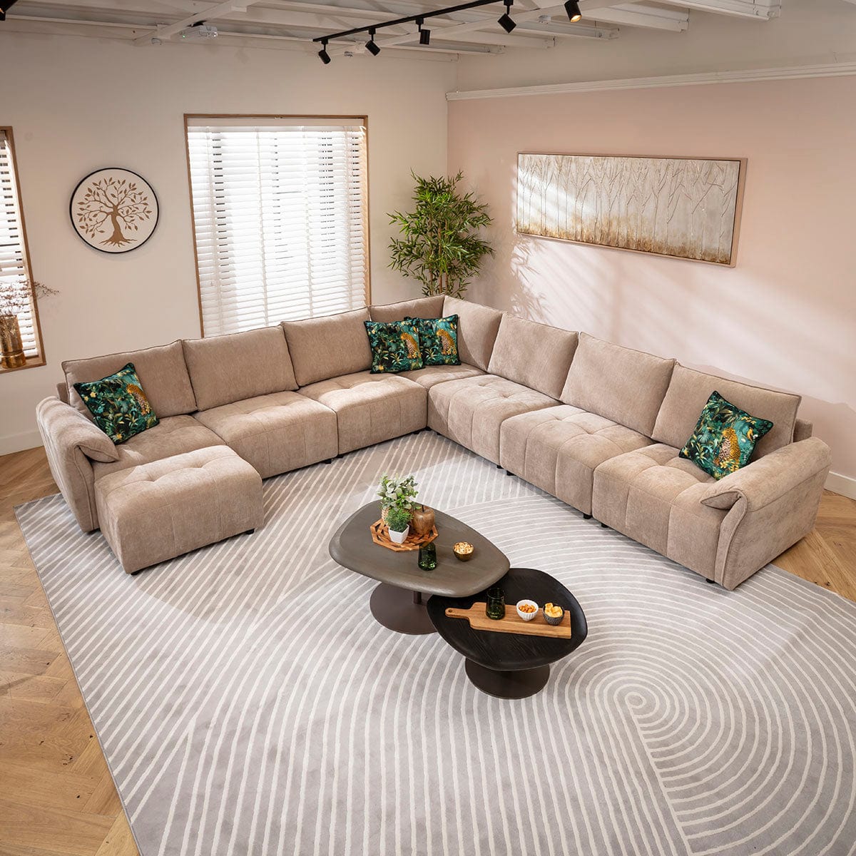 Jasmin Large 7 Seater Modular Corner Sofa Beige 323x323cm 17